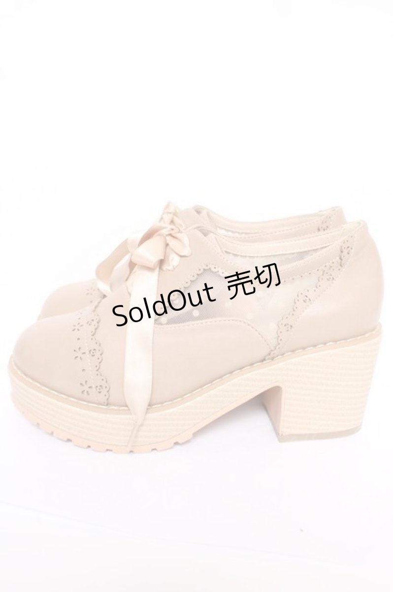 画像2: axes femme / ドットチュール厚底ブーティー M ベージュ Y-26-05-15-032-AX-SH-SZ-ZY (2)