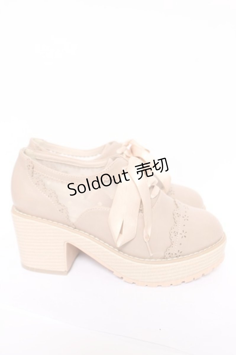 画像4: axes femme / ドットチュール厚底ブーティー M ベージュ Y-26-05-15-032-AX-SH-SZ-ZY (4)