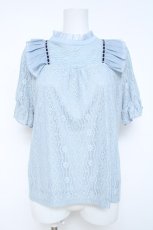 画像1: axes femme / リボン使レーストップス F サックス Y-26-05-17-031-AX-TO-SZ-ZY (1)