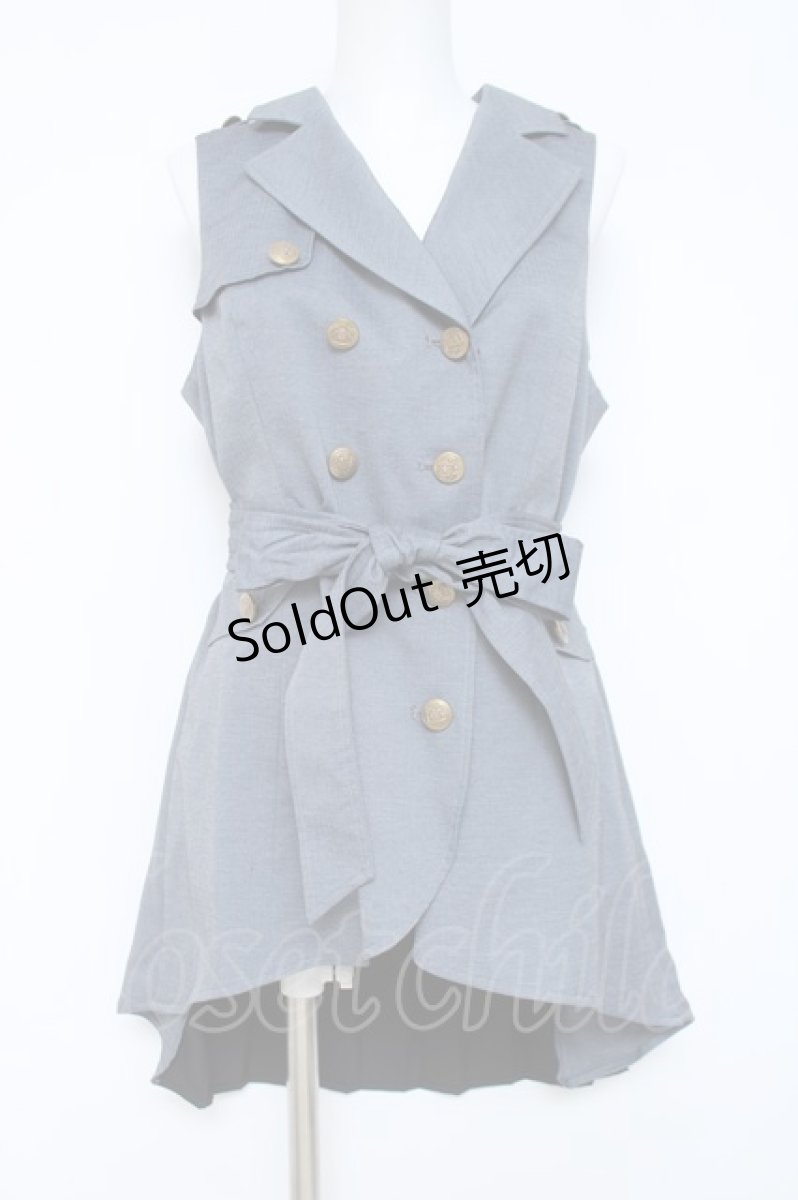 画像1: axes femme POETIQUE / バックプリーツロングベスト M ブルー Y-26-05-17-032-AX-TO-SZ-ZI (1)