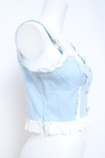 画像2: Jnorii(Bobon21) / 甘ガーリーコットンレースデニムビスチェ M サックス Y-26-05-17-038-LO-TO-SZ-ZY (2)