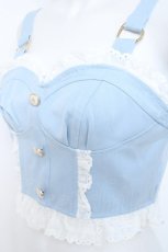画像4: Jnorii(Bobon21) / 甘ガーリーコットンレースデニムビスチェ M サックス Y-26-05-17-038-LO-TO-SZ-ZY (4)