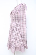 画像2: Bon24Hiz / チェックリボン部分透けDollyワンピース M ラベンダー Y-26-05-17-069-LO-OP-SZ-ZY (2)