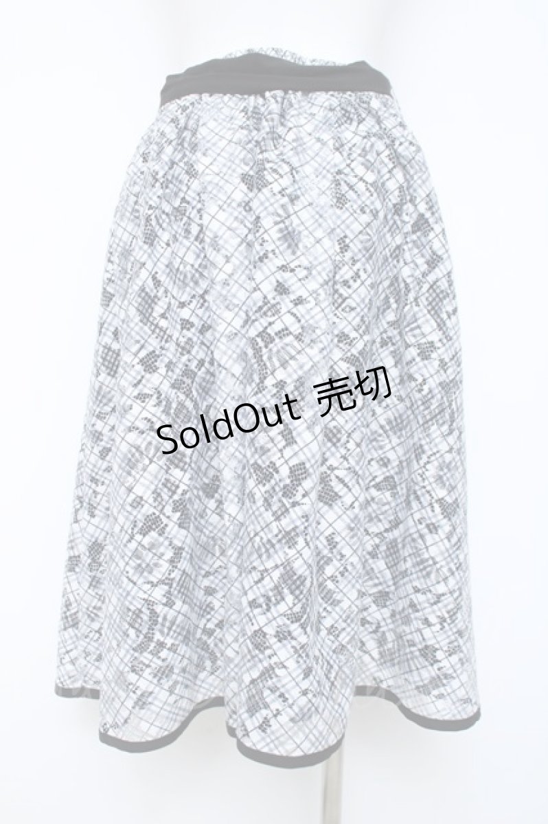 画像2: axes femme POETIQUE / チェックプリントレーススカート M 黒 Y-26-05-17-084-AX-SK-SZ-ZY (2)