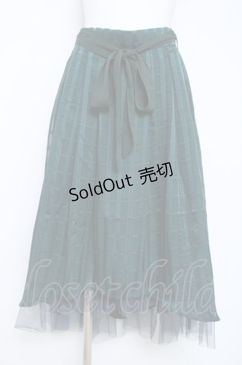 画像1: axes femme POETIQUE / シアーチェックロングスカート M グリーン Y-26-05-17-085-AX-SK-SZ-ZY (1)