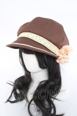 画像1: axes femme / コサージュ付きキャスケット 57.5cm 茶 Y-26-05-17-016-AX-AC-SZ-ZY (1)