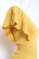 画像3: F&A / 透かし編みラッフルノースリーブニットプルオーバー F イエロー Y-26-05-19-058-CA-TO-SZ-ZY (3)