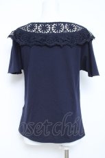 画像2: axes femme / 肩レースプリントTシャツ M 紺 Y-26-05-19-009-AX-TO-SZ-ZY (2)