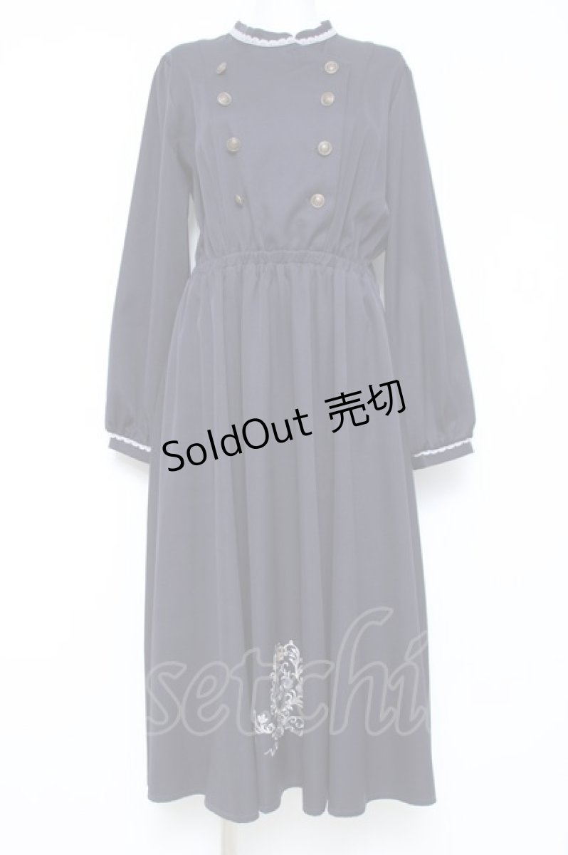 画像1: axes femme / 裾刺繍ナポレオン風ワンピース  紺 Y-26-05-19-102-AX-OP-SZ-ZT043 (1)