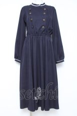 画像1: axes femme / 裾刺繍ナポレオン風ワンピース  紺 Y-26-05-19-102-AX-OP-SZ-ZY (1)
