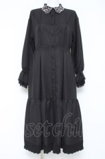 画像1: axes femme / カットワーク刺繍襟シャツワンピース  黒 Y-26-05-19-104-AX-OP-SZ-ZY (1)
