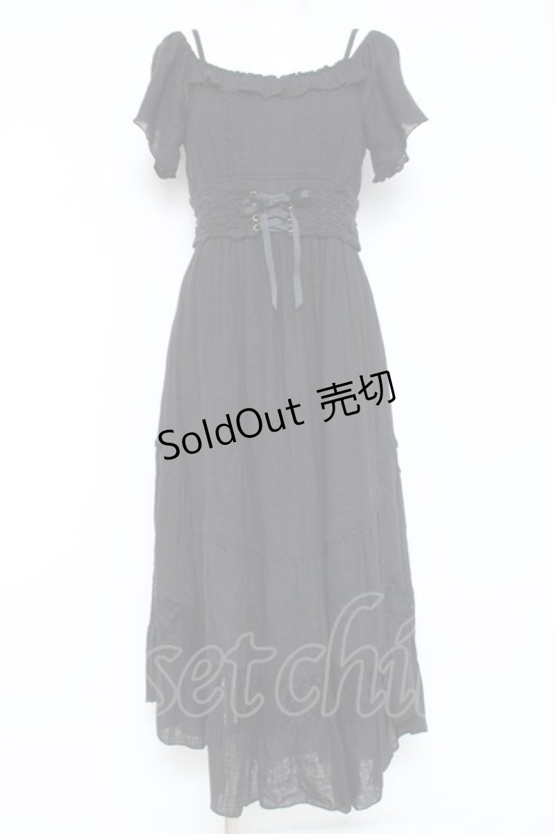 画像1: axes femme POETIQUE / ベルトデザインオフショルワンピース  黒 Y-26-05-19-105-AX-OP-SZ-ZY (1)