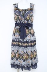 画像1: axes femme / 花×レース柄ワンピース M 紺 Y-26-05-19-110-AX-OP-SZ-ZY (1)
