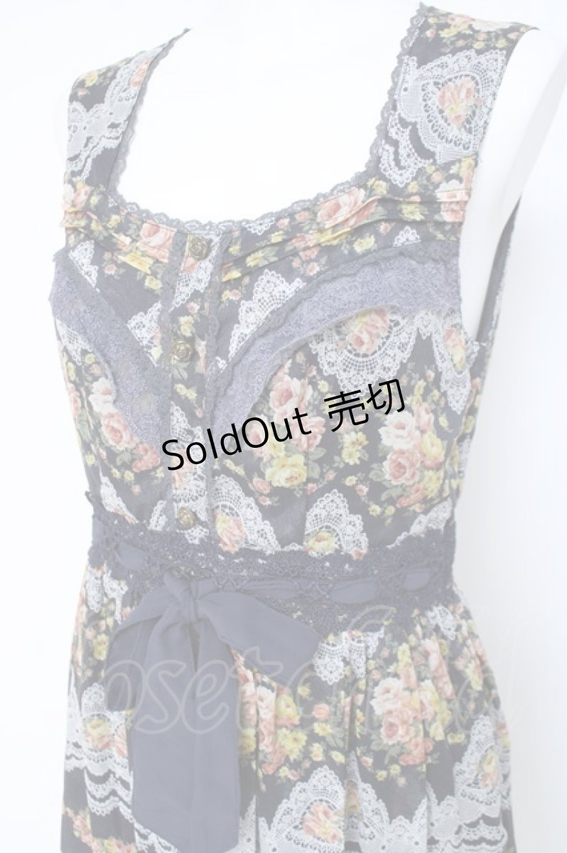 画像3: axes femme / 花×レース柄ワンピース M 紺 Y-26-05-19-110-AX-OP-SZ-ZS (3)