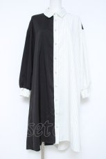 画像1: axes femme / ストライプ切替配色シャツワンピース  黒ｘ白 Y-26-05-19-132-AX-OP-AS-ZY (1)