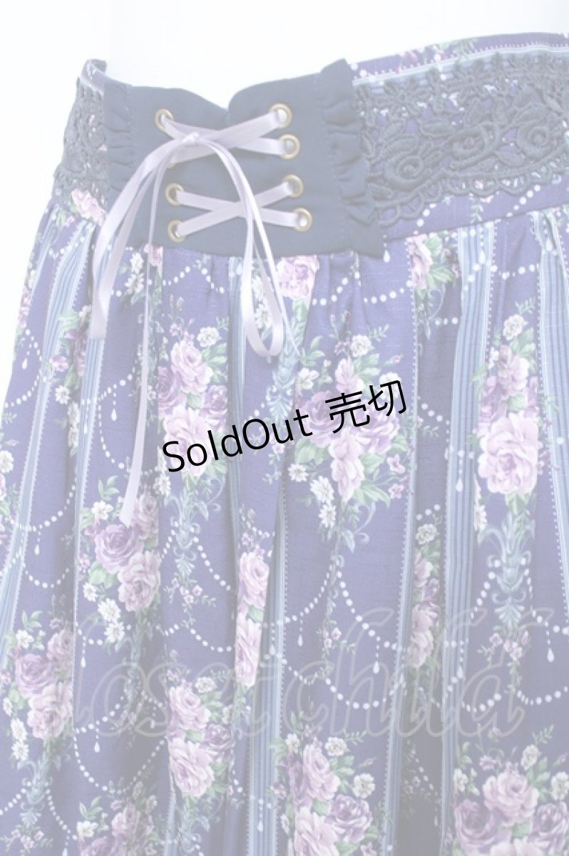 画像3: axes femme / シャンデリアフラワー柄スカート  紺 Y-26-05-19-155-AX-SK-SZ-ZY (3)