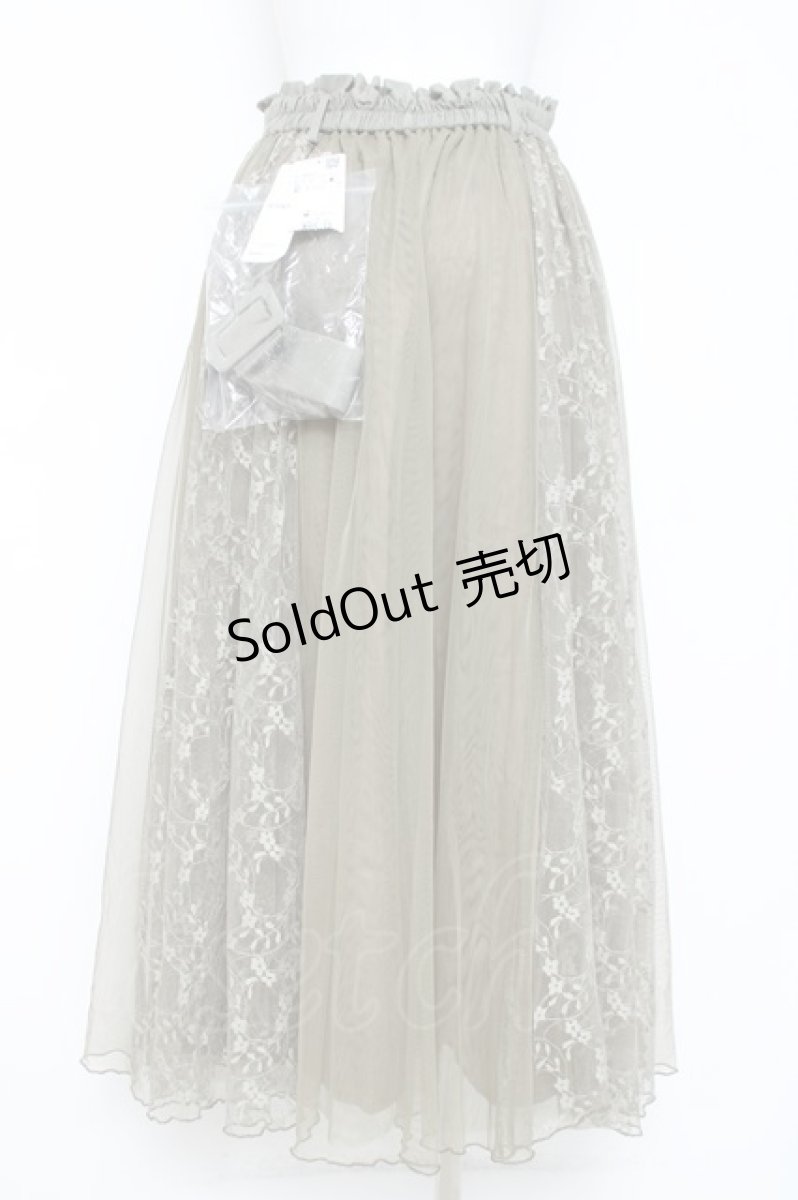 画像2: axes femme / レース×チュールミディスカート  カーキ Y-26-05-19-156-AX-SK-SZ-ZS (2)