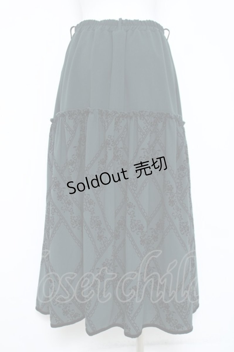 画像2: axes femme / フロッキープリントロングスカート  グリーン Y-26-05-19-165-AX-SK-SZ-ZS (2)