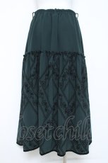 画像2: axes femme / フロッキープリントロングスカート  グリーン Y-26-05-19-165-AX-SK-SZ-ZY (2)
