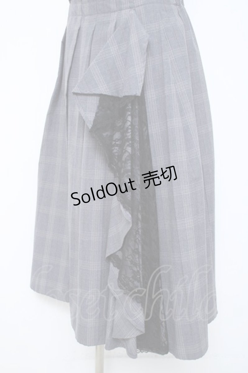 画像3: axes femme / レースラッフル×プリーツスカート  グレー Y-26-05-19-169-AX-SK-SZ-ZI (3)