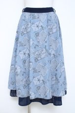 画像1: axes femme POETIQUE / プリュムプリントベルト付スカート  サックス Y-26-05-19-170-AX-SK-SZ-ZY (1)