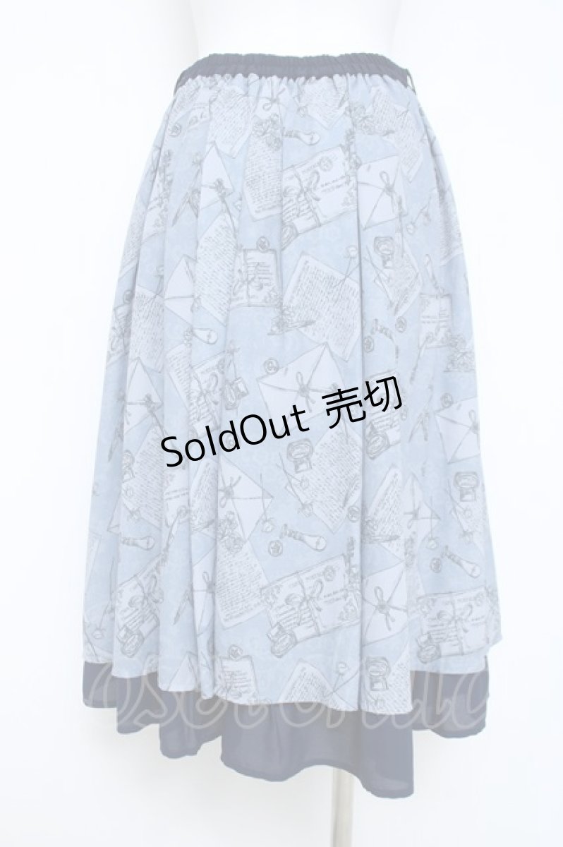 画像2: axes femme POETIQUE / プリュムプリントベルト付スカート  サックス Y-26-05-19-170-AX-SK-SZ-ZY (2)
