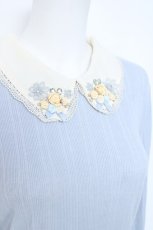 画像3: axes femme / ビジュー＆プチバラ装飾テレコトップス  サックス Y-26-05-19-027-AX-TO-SZ-ZY (3)
