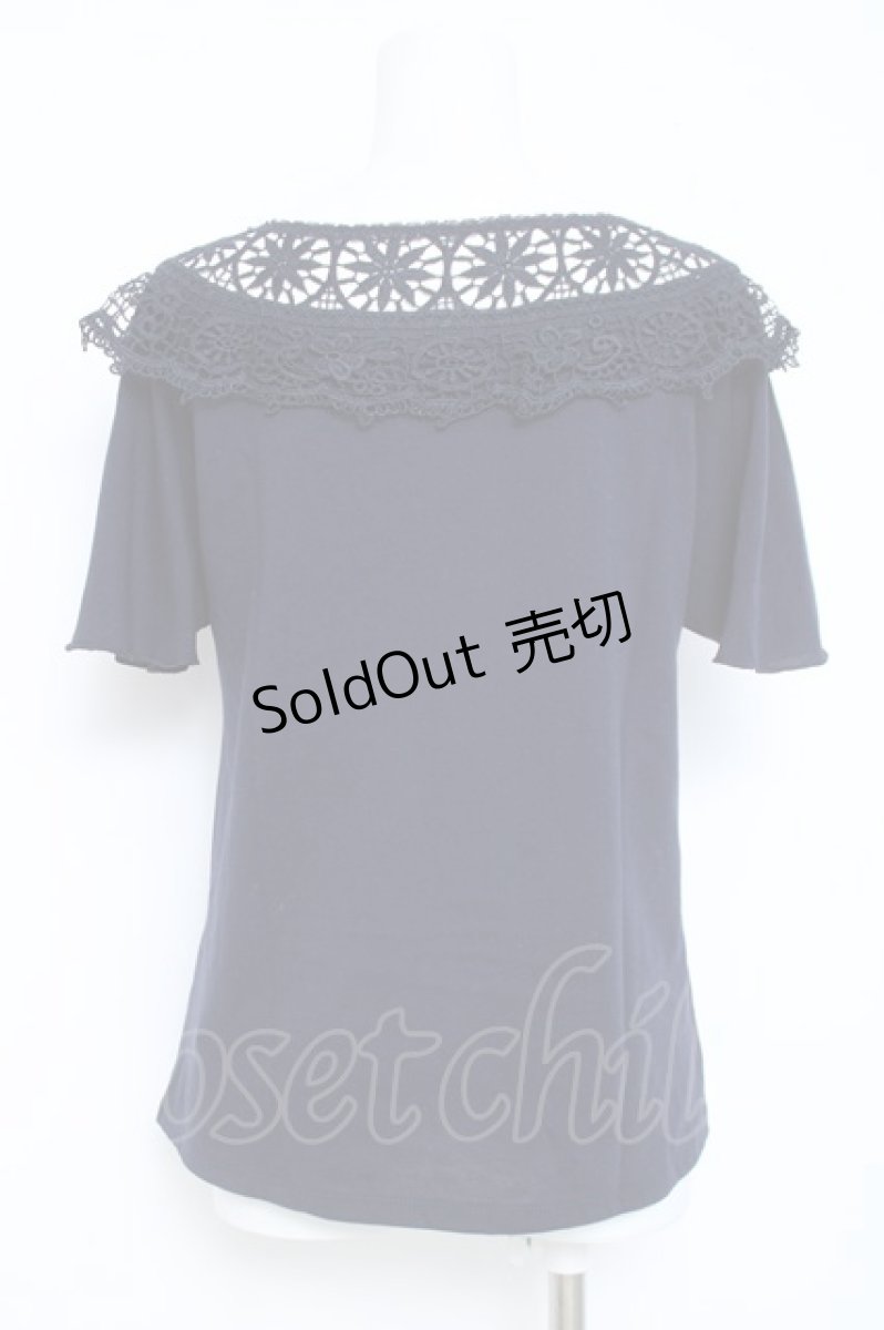画像2: axes femme / 肩レースプリントTシャツ  紺 Y-26-05-19-028-AX-TO-SZ-ZY (2)
