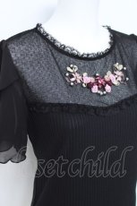 画像3: axes femme / お花手刺繍カットプルオーバー  黒 Y-26-05-19-031-AX-TO-SZ-ZY (3)