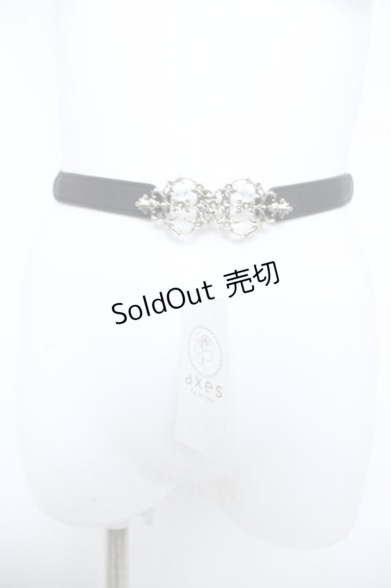 画像2: axes femme / オーナメント金具細ゴムベルト  Aシルバー Y-26-05-21-007-AX-ZA-SZ-ZY (2)