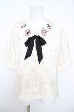 画像1: Amavel / 赤ずきんモチーフ刺繍入り　配色リボンタイ付ブラウス M アイボリー/黒 Y-26-05-21-071-CA-BL-SZ-ZY (1)