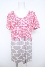 画像1: mintdesigns / 切替総柄カットソー  オフｘピンクｘ紫 Y-26-05-21-092-PU-TO-AS-ZY (1)
