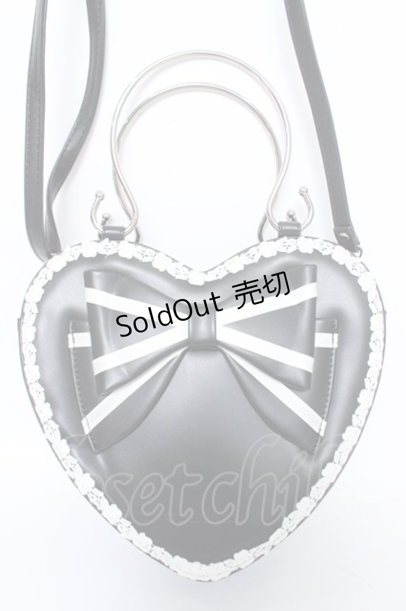 画像1: BABY,THE STARS SHINE BRIGHT / リボンハートBAG  黒/白 Y-26-05-21-012-BA-BG-SZ-ZY (1)