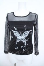 画像1: MR / 蝶ptシースルーカットソー  黒 Y-26-05-21-101-PU-TO-SZ-ZY (1)