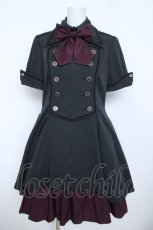画像1: ATELIER BOZ / メイファススカート付ジャケットワンピース L ブラック/ワイン Y-26-05-21-109-EL-OP-SZ-ZY (1)