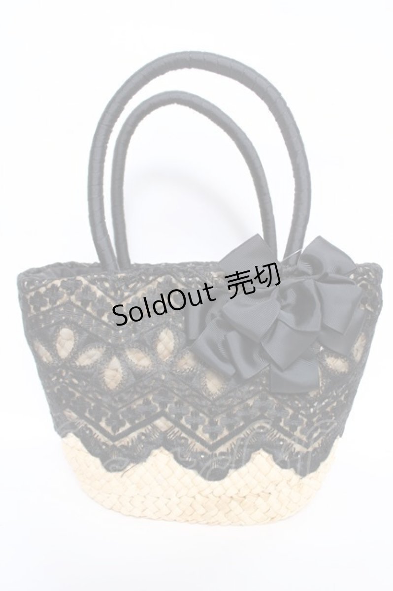 画像1: axes femme / レース×リボンカゴバック  黒 Y-26-05-21-014-AX-BG-SZ-ZY (1)