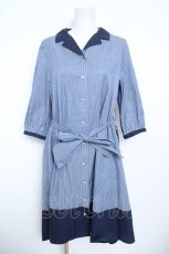 画像1: axes femme / ストライプワンピース M 紺 Y-26-05-21-129-AX-OP-SZ-ZY (1)