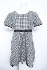 画像1: evelyn /コッットンレースギンガムワンピース M 黒 Y-26-05-21-154-LO-OP-SZ-ZY (1)