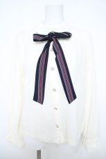 画像1: axes femme POETIQUE / ストライプボウタイレースブラウス  生成り Y-26-05-21-028-AX-BL-SZ-ZY (1)