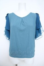 画像1: axes femme / 袖花刺繍リブプルオーバー  ブルー Y-26-05-21-042-AX-TO-SZ-ZY (1)