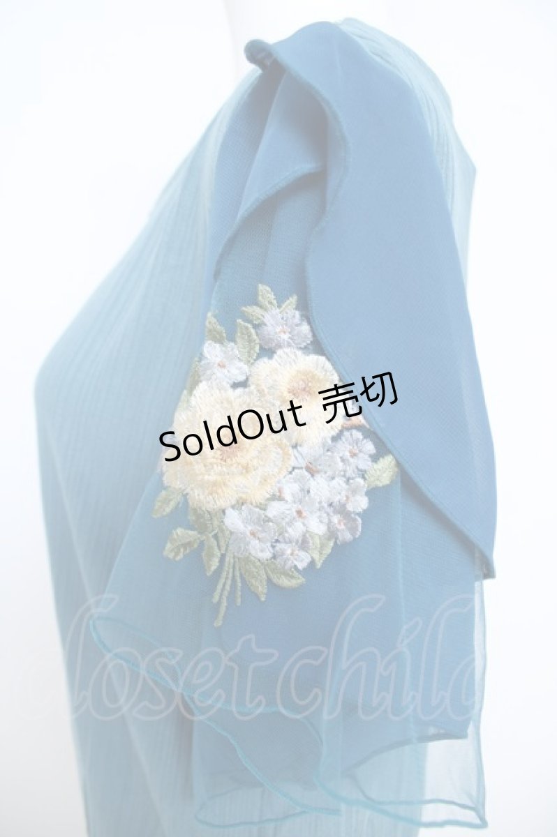 画像3: axes femme / 袖花刺繍リブプルオーバー  ブルー Y-26-05-21-042-AX-TO-SZ-ZY (3)