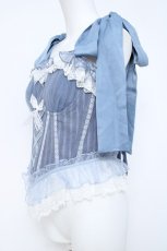画像2: Peony如梦Lolita / フロントリボンビスチェ M 青Ｘ白 Y-26-05-23-034-LO-JA-SA-ZY (2)