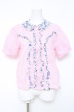 画像1: Jane Marple Dans Le Salon / マイセンコレクションブラウス M ピンク×アオ Y-26-05-23-038-JM-BL-SZ-ZY (1)