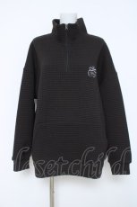 画像1: NieR Clothing / ワッフルキルトハーフジップトップス  黒 Y-26-05-23-049-PU-TO-TE-ZY (1)