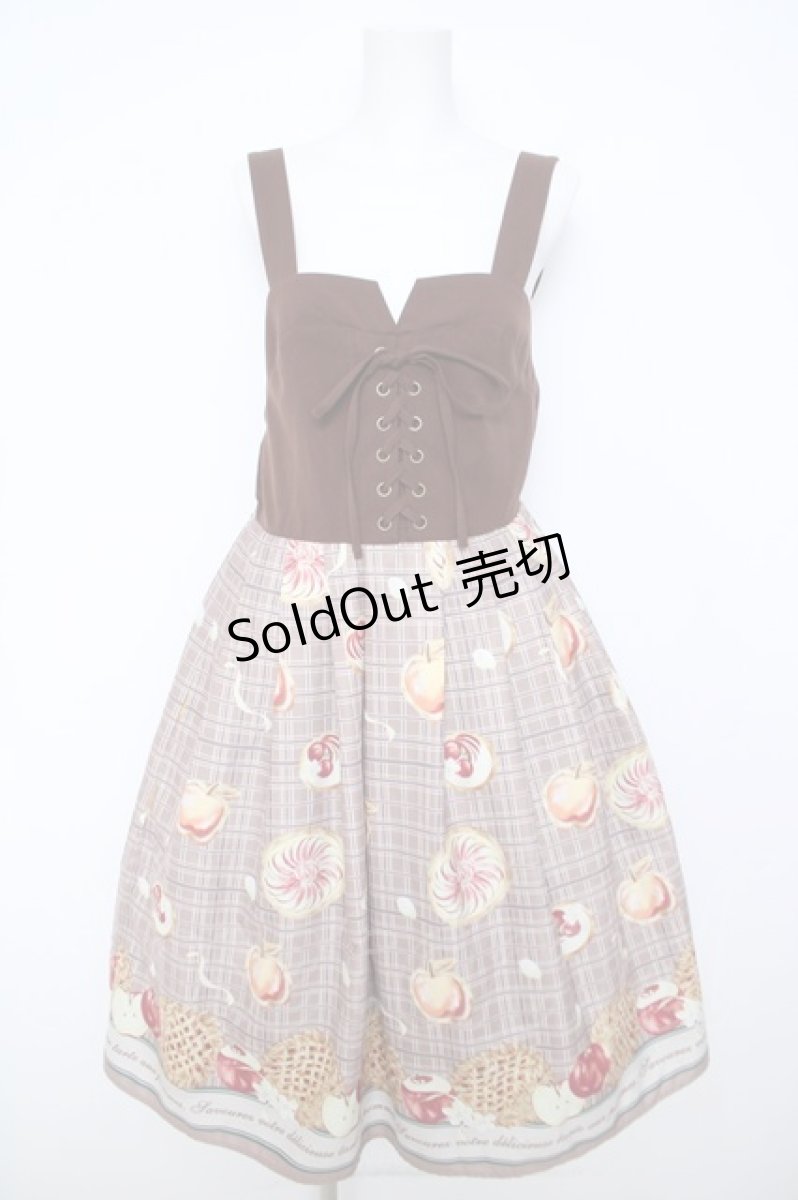 画像1: axes femme POETIQUE / アップルパイレースアップワンピース  ブラウン Y-26-05-23-068-AX-OP-SA-ZY (1)
