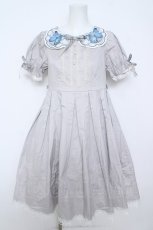 画像1: MOONRIVER / 蝶プリント襟半袖ワンピースセット S グレー Y-26-05-23-085-LO-OP-SA-ZY (1)