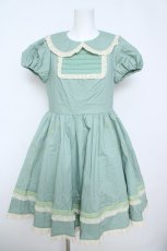 画像1: Mademoiselle Pearl（海外ロリータブランド） / 葡萄刺繍半袖ワンピース M グリーン Y-26-05-23-086-LO-OP-SA-ZY (1)