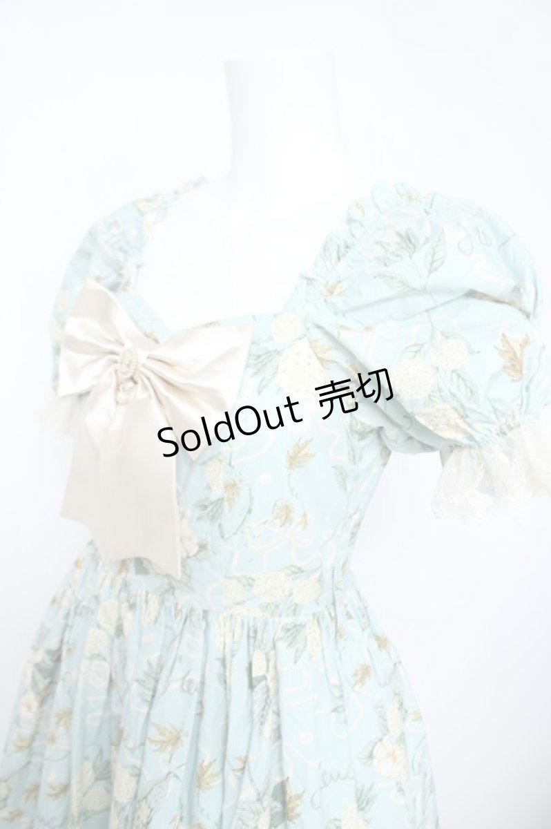 画像3: MOONRIVER / フラワーリボンブーケプリント半袖ワンピース S サックスＸ白 Y-26-05-23-089-LO-BL-SA-ZY (3)