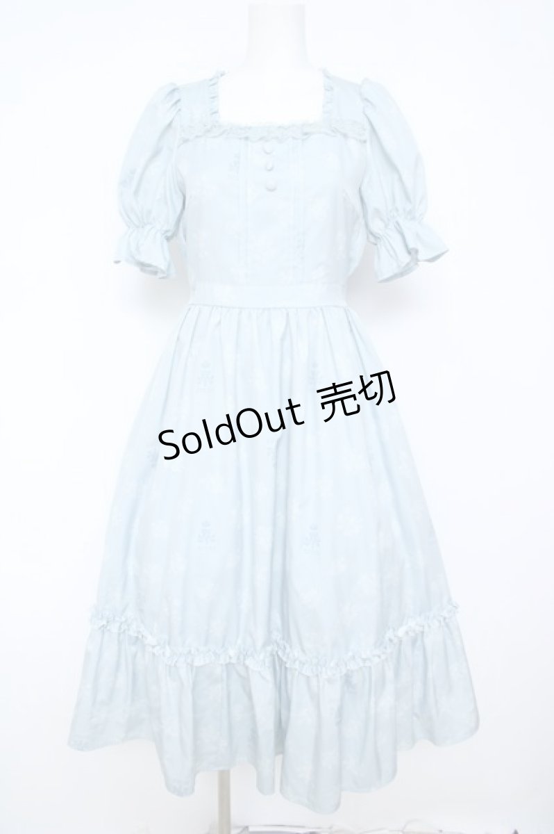 画像1: m petit by misako / NINA'S 花柄スクエアネックワンピース S 中水色 Y-26-05-23-095-LO-OP-SZ-ZY (1)