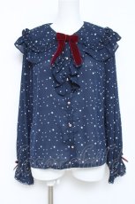画像1: axes femme kawaii / 星柄ブラウス M ネイビー Y-26-05-23-009-AX-BL-SA-ZY (1)